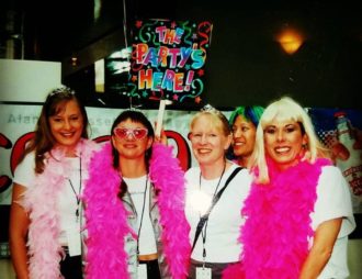 sfgirls in pink boas