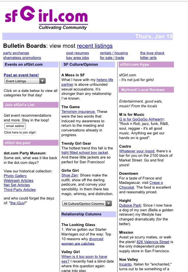 Original sfGirl.com Website